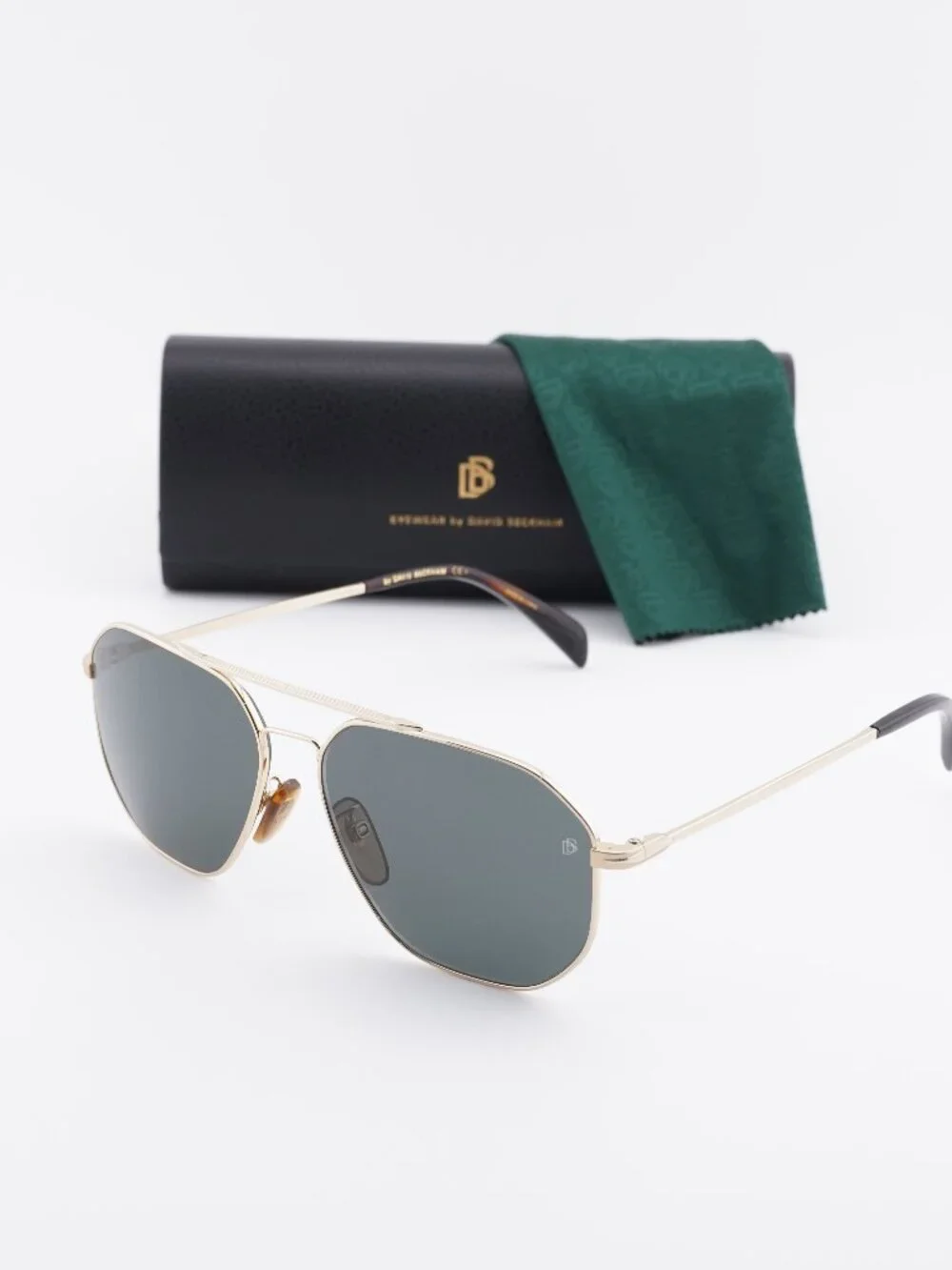 David Beckham DB 1041/S 006J QT Aviator Sunglasses -  Gold/Havana / Green